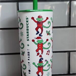 Starbucks Roller Rabbit Holiday Tumbler with Green Lid